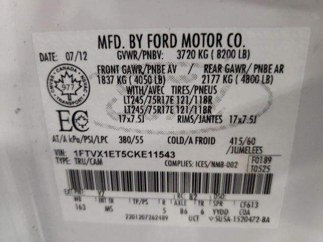 Photo 10 from auction – 2012 FORD F150 SUPER with VIN 1FTVX1ET5CKE11543
