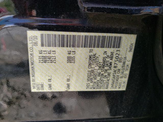 Photo 10 from auction – 2010 NISSAN MAXIMA S with VIN 1N4AA5AP1AC875023