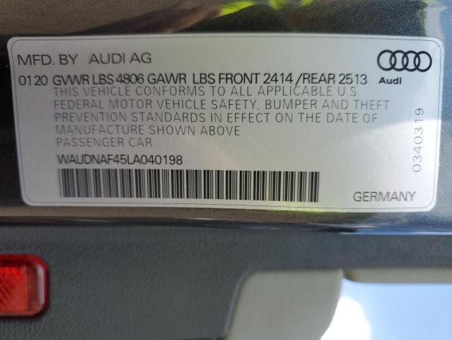 Photo 10 from auction – 2020 AUDI A4 PREMIUM with VIN WAUDNAF45LA040198
