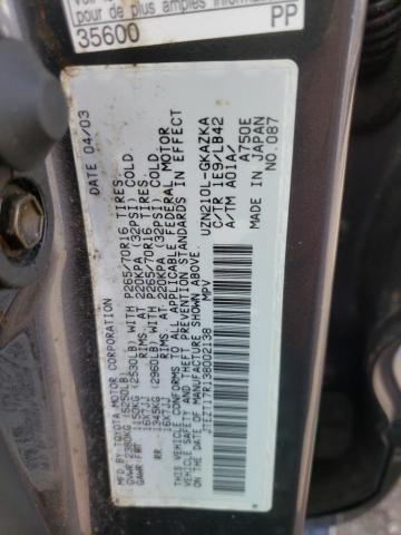 Photo 10 from auction – 2003 TOYOTA 4RUNNER LI with VIN JTEZT17R138002138