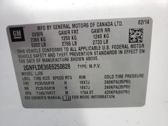 Photo 10 from auction – 2014 CHEVROLET EQUINOX LT with VIN 2GNFLDE36E6250828