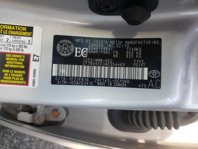 Фото 10 с аукциона – 2010 TOYOTA COROLLA BA с VIN 2T1BU4EE3AC354465