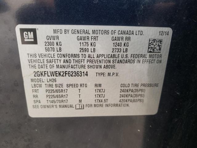 Photo 10 from auction – 2015 GMC TERRAIN with VIN 2GKFLWEK2F6236314