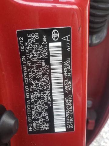 Foto 10 de la subasta – 2012 TOYOTA PRIUS con VIN JTDKN3DU5C5477572