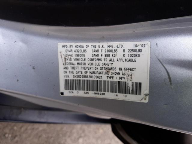 Photo 10 from auction – 2003 HONDA CR-V EX with VIN SHSRD78863U105624