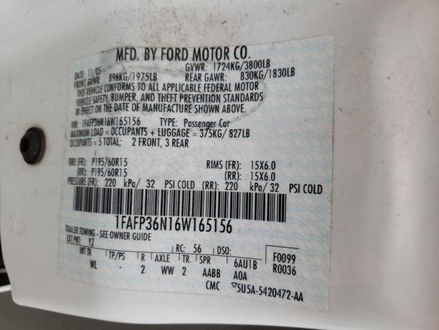 Photo 10 from auction – 2006 FORD FOCUS ZXW with VIN 1FAFP36N16W165156