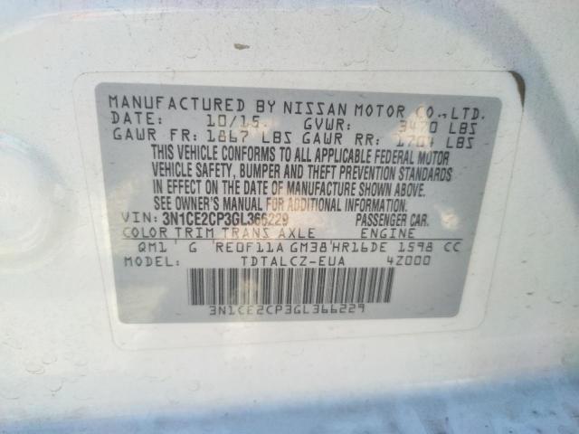 Photo 10 from auction – 2016 NISSAN VERSA NOTE with VIN 3N1CE2CP3GL366229