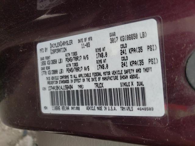 Photo 10 from auction – 2004 DODGE RAM 1500 S with VIN 1D7HA18N14J156494