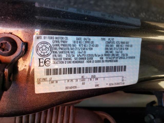 Photo 10 from auction – 2016 FORD FOCUS SE with VIN 1FADP3F26GL316959