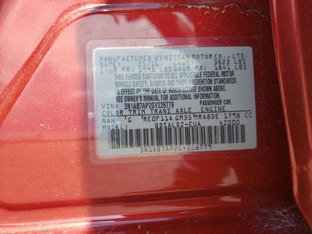 Photo 10 from auction – 2016 NISSAN SENTRA S with VIN 3N1AB7AP2GY228779