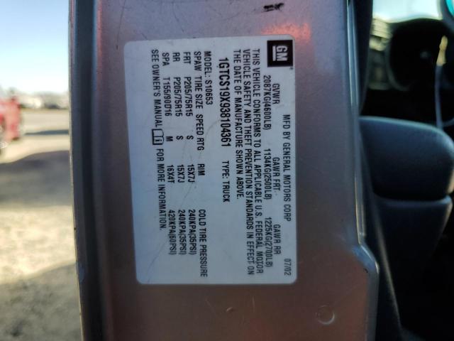Photo 10 from auction – 2003 GMC SONOMA with VIN 1GTCS19X938104361