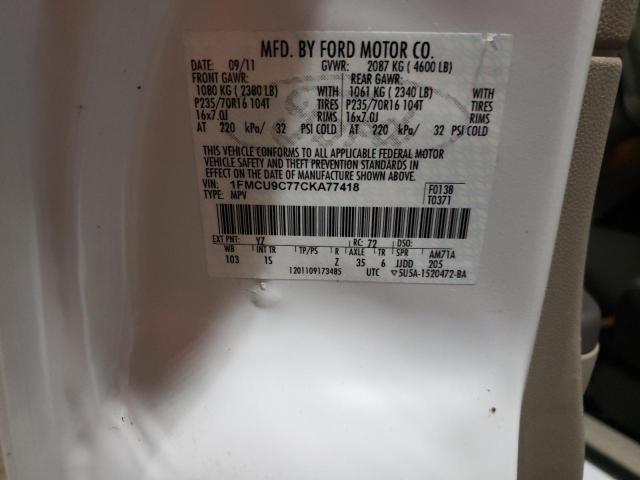 Photo 10 from auction – 2012 FORD ESCAPE XLS with VIN 1FMCU9C77CKA77418