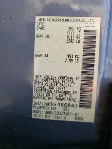 Photo 10 from auction – 2012 NISSAN ALTIMA BAS with VIN 1N4AL2AP1CN486883