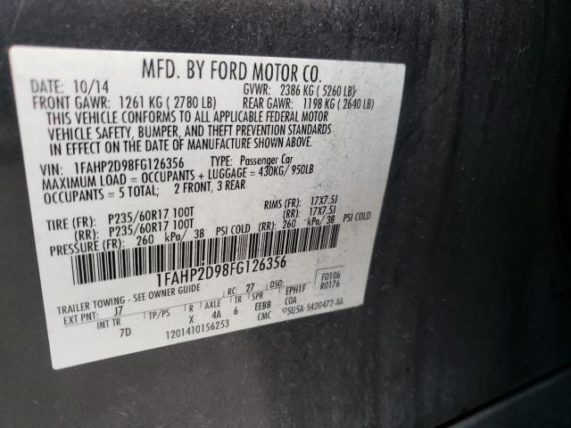 Photo 10 from auction – 2015 FORD TAURUS SE with VIN 1FAHP2D98FG126356