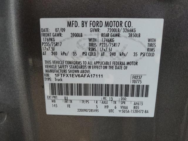 Photo 10 from auction – 2010 FORD F150 SUPER with VIN 1FTFX1EV6AFA17111