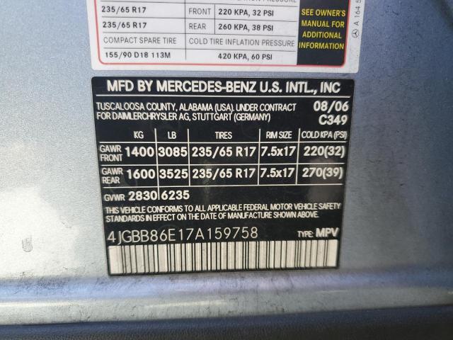 Photo 10 from auction – 2007 MERCEDES-BENZ ML 350 with VIN 4JGBB86E17A159758