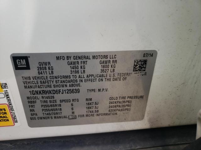 Photo 10 from auction – 2015 CHEVROLET TRAVERSE L with VIN 1GNKRHKD6FJ125639