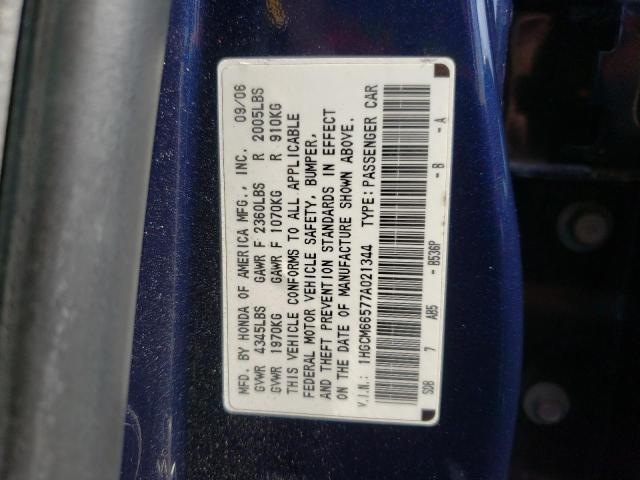 Photo 10 from auction – 2007 HONDA ACCORD EX with VIN 1HGCM66577A021344
