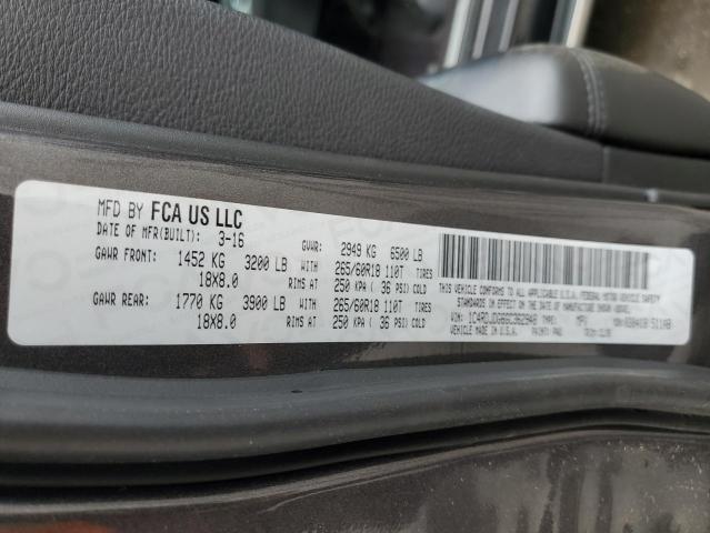 Photo 10 from auction – 2016 DODGE DURANGO LI with VIN 1C4RDJDG6GC362948