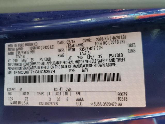 Photo 10 from auction – 2016 FORD ESCAPE S with VIN 1FMCU0F71GUC52974