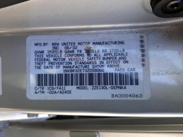 Photo 10 from auction – 2003 TOYOTA COROLLA CE with VIN 1NXBR32E73Z058060