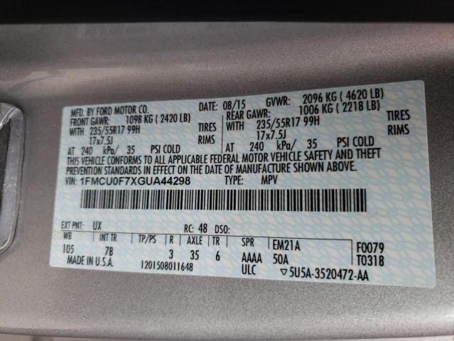 Photo 10 from auction – 2016 FORD ESCAPE S with VIN 1FMCU0F7XGUA44298