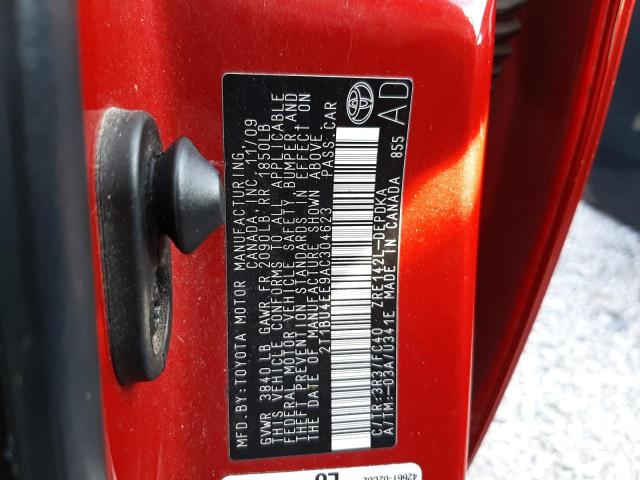Photo 10 from auction – 2010 TOYOTA COROLLA BA with VIN 2T1BU4EE9AC304623
