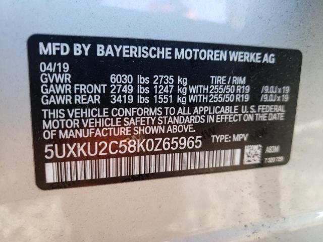Photo 10 from auction – 2019 BMW X6 XDRIVE3 with VIN 5UXKU2C58K0Z65965
