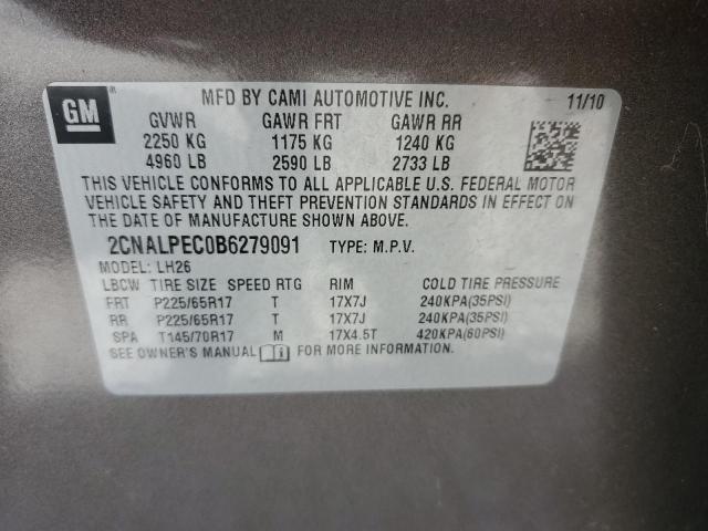 Photo 10 from auction – 2011 CHEVROLET EQUINOX LT with VIN 2CNALPEC0B6279091