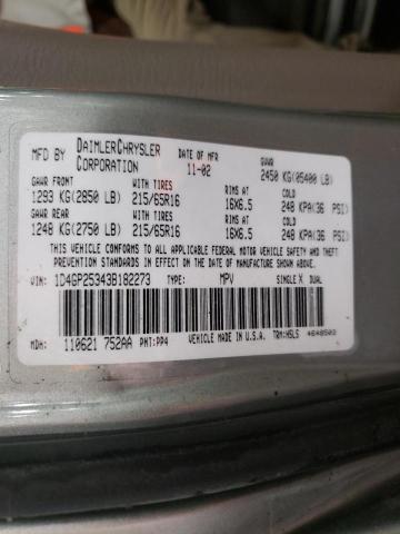 Photo 10 from auction – 2003 DODGE CARAVAN SE with VIN 1D4GP25343B182273
