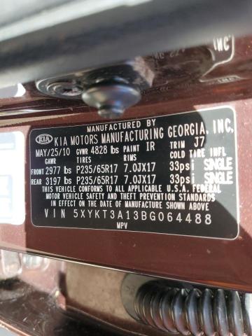 Photo 10 from auction – 2011 KIA SORENTO BA with VIN 5XYKT3A13BG064488