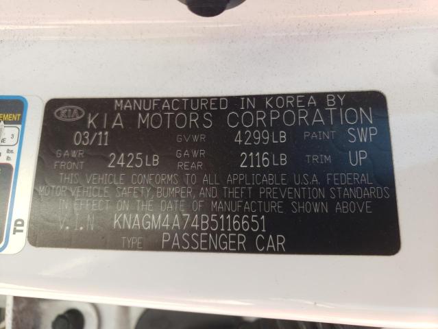 Photo 10 from auction – 2011 KIA OPTIMA LX with VIN KNAGM4A74B5116651