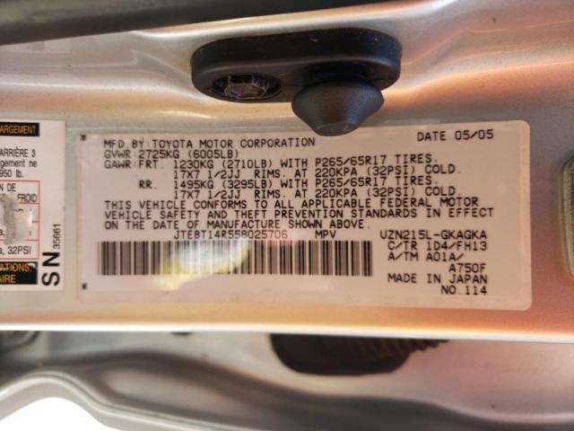 Photo 10 from auction – 2005 TOYOTA 4RUNNER SR with VIN JTEBT14R558025706