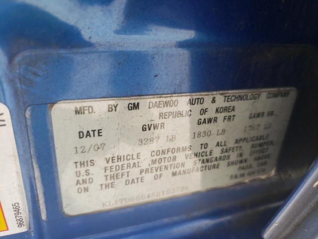 Photo 10 from auction – 2008 CHEVROLET AVEO BASE with VIN KL1TD66648B193728