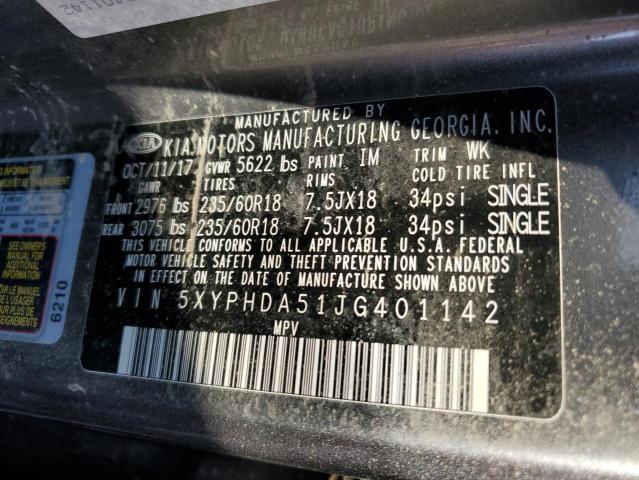 Photo 10 from auction – 2018 KIA SORENTO EX with VIN 5XYPHDA51JG401142