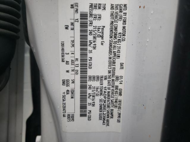Photo 10 from auction – 2014 FORD FOCUS SE with VIN 1FADP3K26EL239643