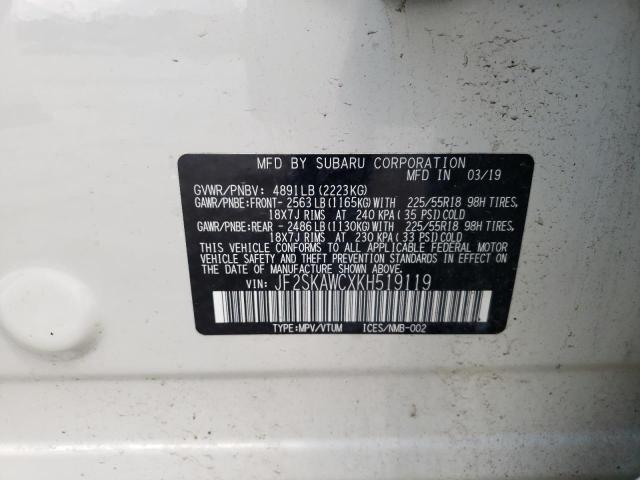 Photo 10 from auction – 2019 SUBARU FORESTER T with VIN JF2SKAWCXKH519119