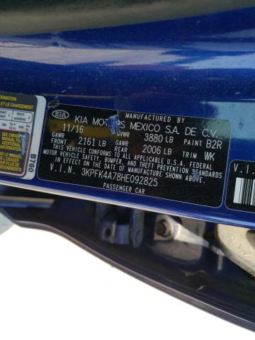 Photo 10 from auction – 2017 KIA FORTE LX with VIN 3KPFK4A78HE092825
