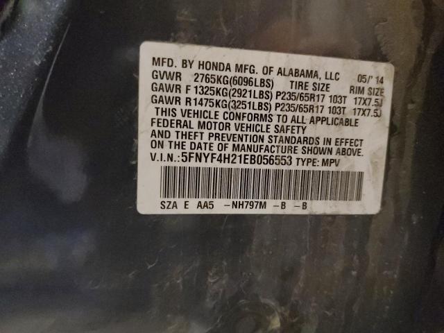 Photo 10 from auction – 2014 HONDA PILOT LX with VIN 5FNYF4H21EB056553
