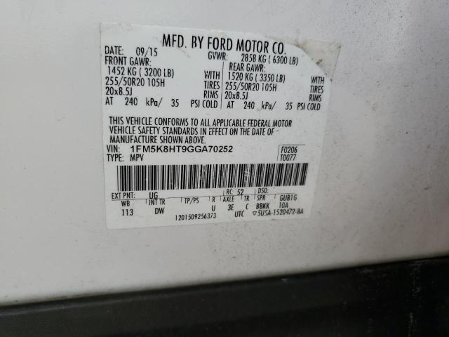 Photo 10 from auction – 2016 FORD EXPLORER P with VIN 1FM5K8HT9GGA70252