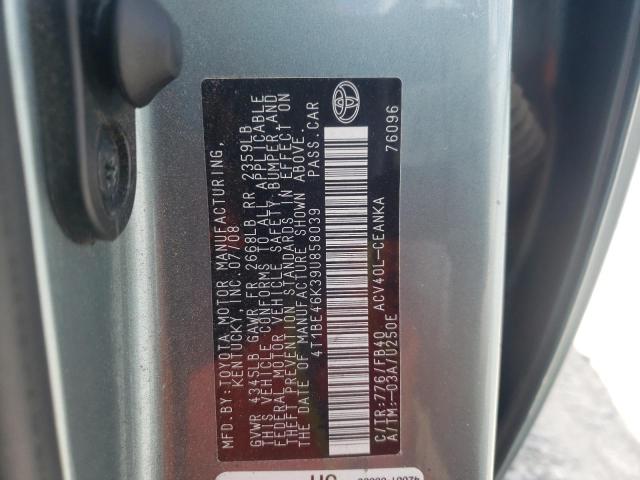 Photo 10 from auction – 2009 TOYOTA CAMRY BASE with VIN 4T1BE46K39U858039