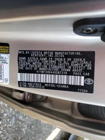 Photo 10 from auction – 2004 TOYOTA CAMRY LE with VIN 4T1BF32K44U587319