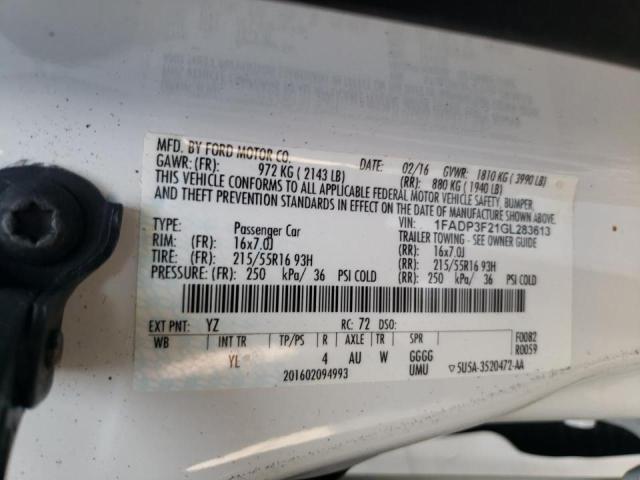 Photo 10 from auction – 2016 FORD FOCUS SE with VIN 1FADP3F21GL283613