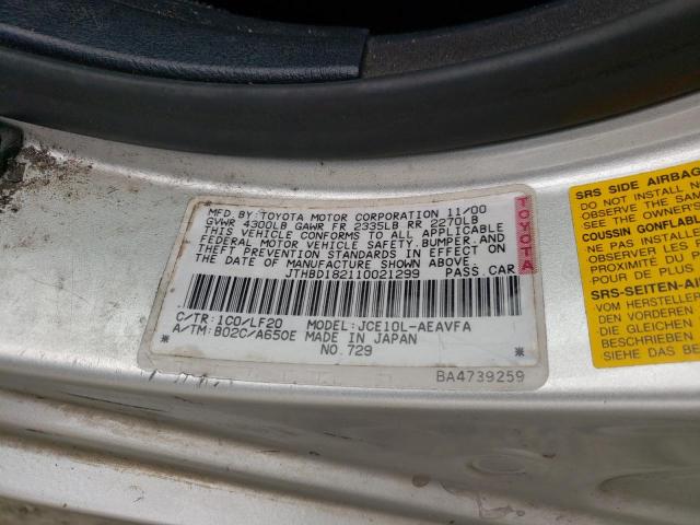 Photo 10 from auction – 2001 LEXUS IS 300 with VIN JTHBD182110021299