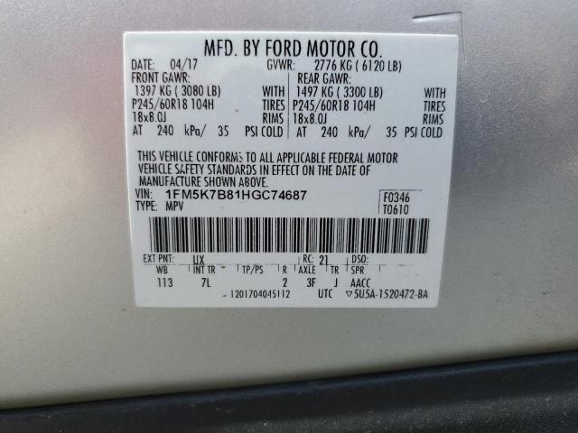Photo 10 from auction – 2017 FORD EXPLORER with VIN 1FM5K7B81HGC74687