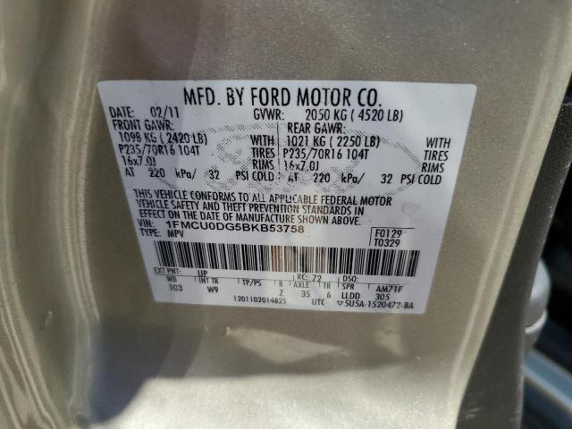 Photo 10 from auction – 2011 FORD ESCAPE XLT with VIN 1FMCU0DG5BKB53758