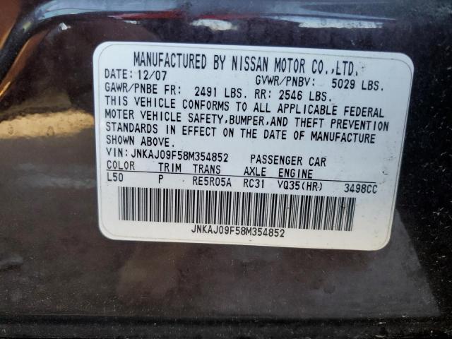 Photo 10 from auction – 2008 INFINITI EX35 BASE with VIN JNKAJ09F58M354852