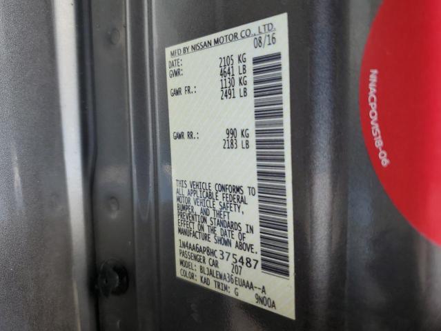 Photo 10 from auction – 2017 NISSAN MAXIMA 3.5 with VIN 1N4AA6AP8HC375487