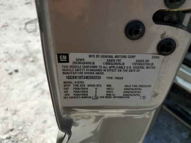 Photo 10 from auction – 2004 CHEVROLET 1500 with VIN 1GCEK19T34E302233