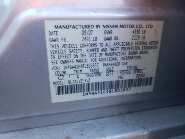 Photo 10 from auction – 2008 NISSAN MAXIMA SE with VIN 1N4BA41E48C803837